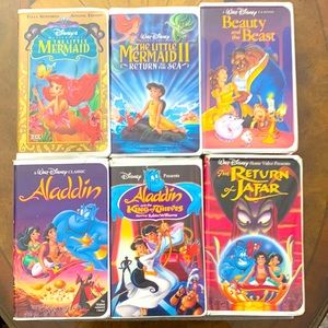 VHS Disney princesses Beauty& the Beast Little Mermaid 1&2 Aladdin 1, 2 ,3